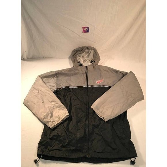 Pro Edge Detriot Red Wings Windbreaker Jacket Mens Medium Gray Lightweight Coat - Picture 1 of 7